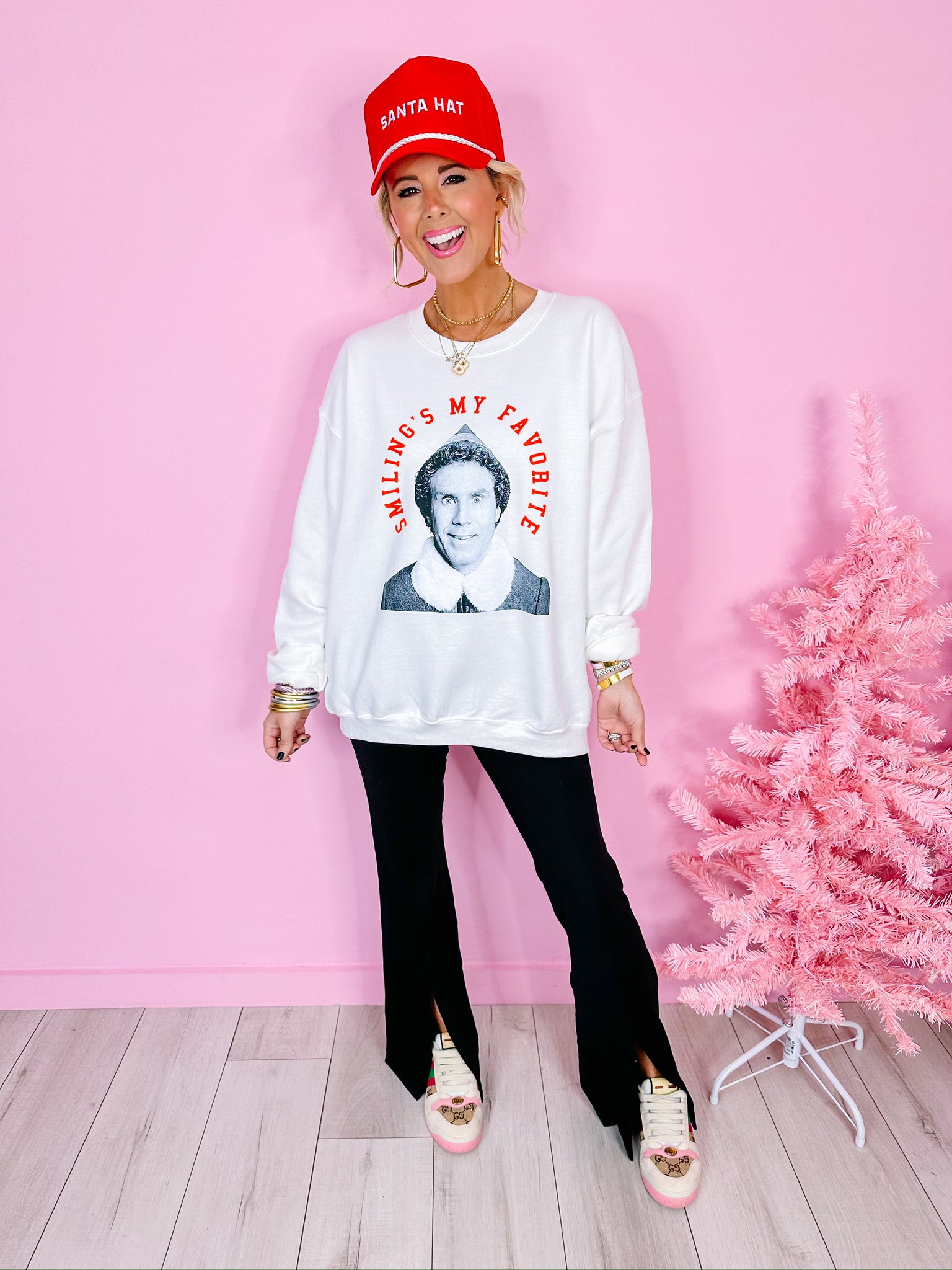 SMILING'S MY FAVORITE SWEATSHIRT - WHITE