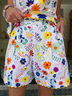 FLORES FALLING FLOWERS SHORT SET - WHITE