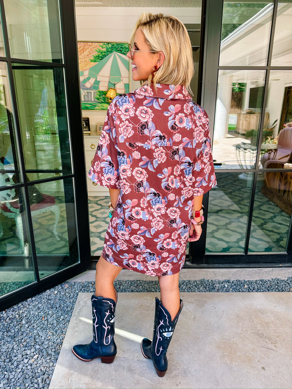 LIVE SIMPLY FLORAL POCKET DRESS - BROWN