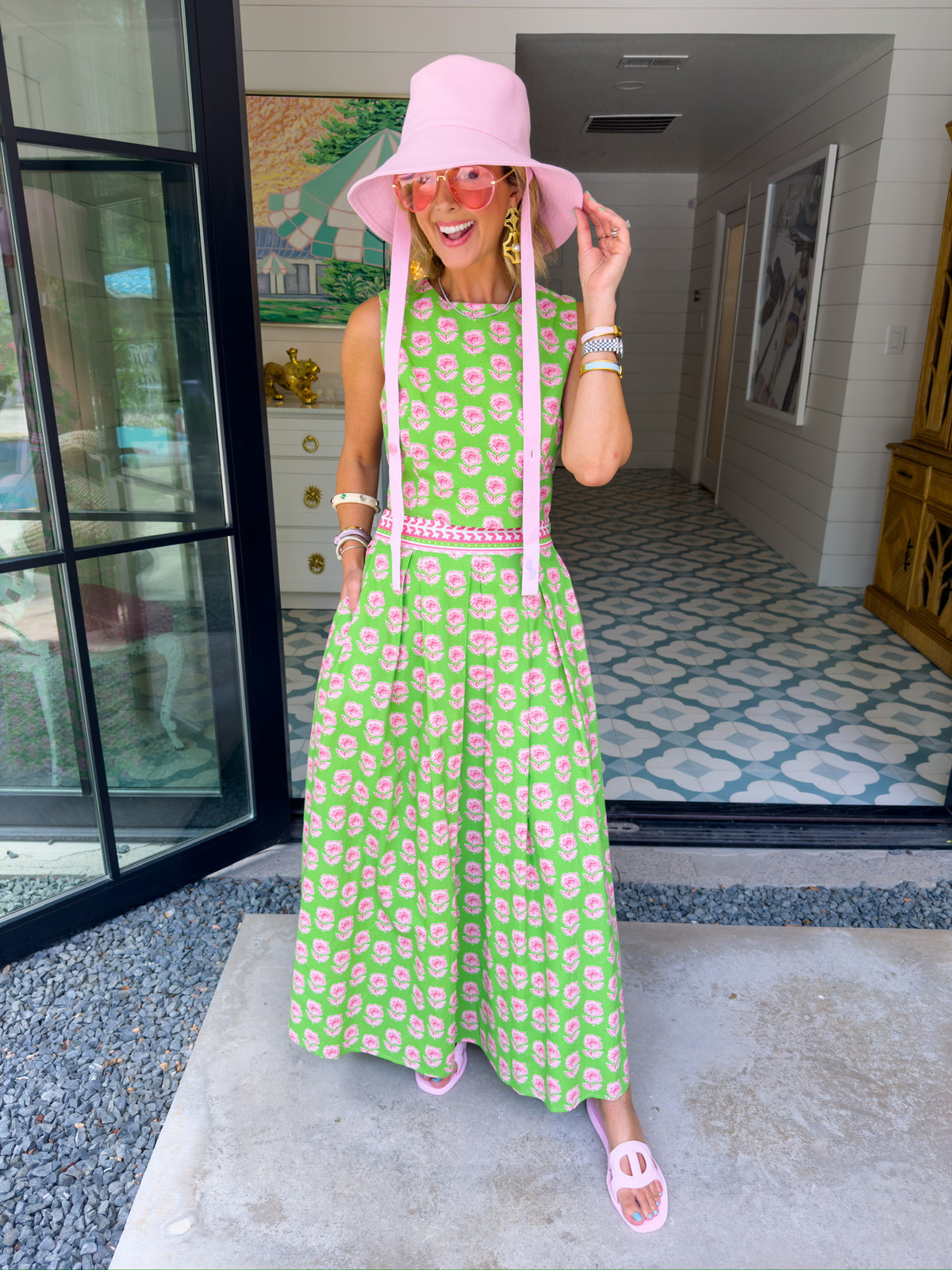 ANNE MARIE FLORAL MIDI SKIRT SET - GREEN