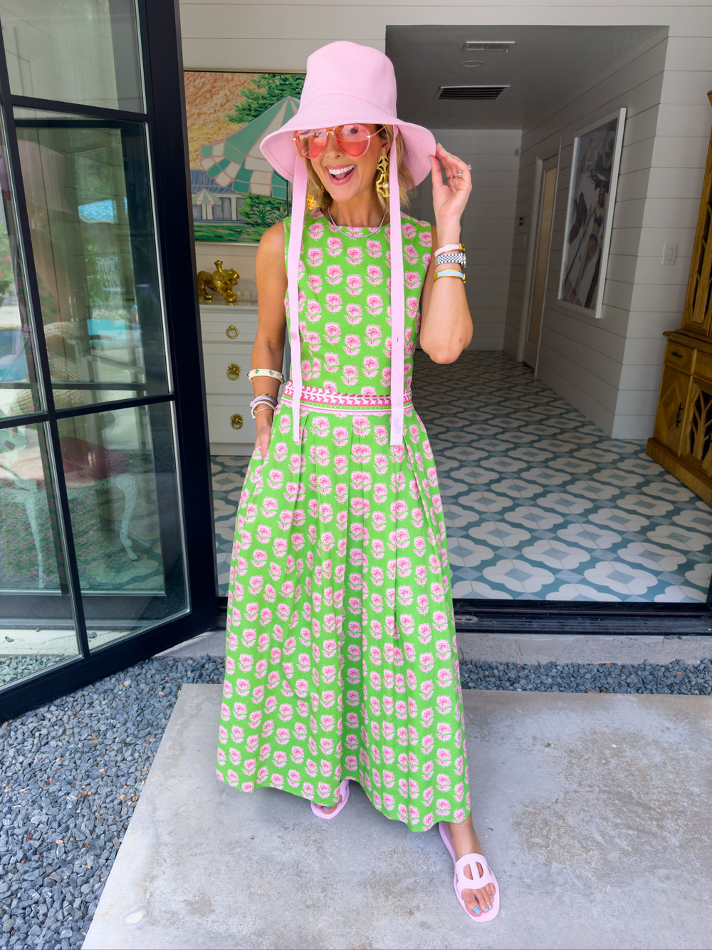 ANNE MARIE FLORAL MIDI SKIRT SET - GREEN