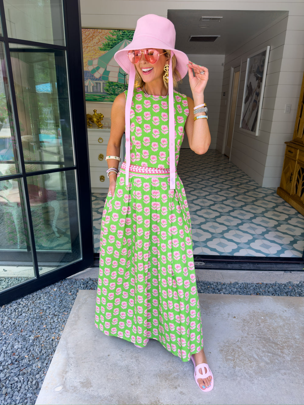 ANNE MARIE FLORAL MIDI SKIRT SET - GREEN