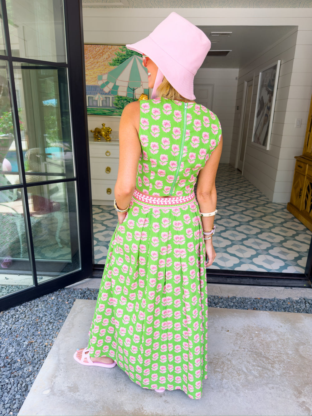 ANNE MARIE FLORAL MIDI SKIRT SET - GREEN