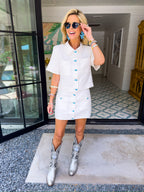 GEM OF THE WEST TURQUOISE SKIRT SET - WHITE