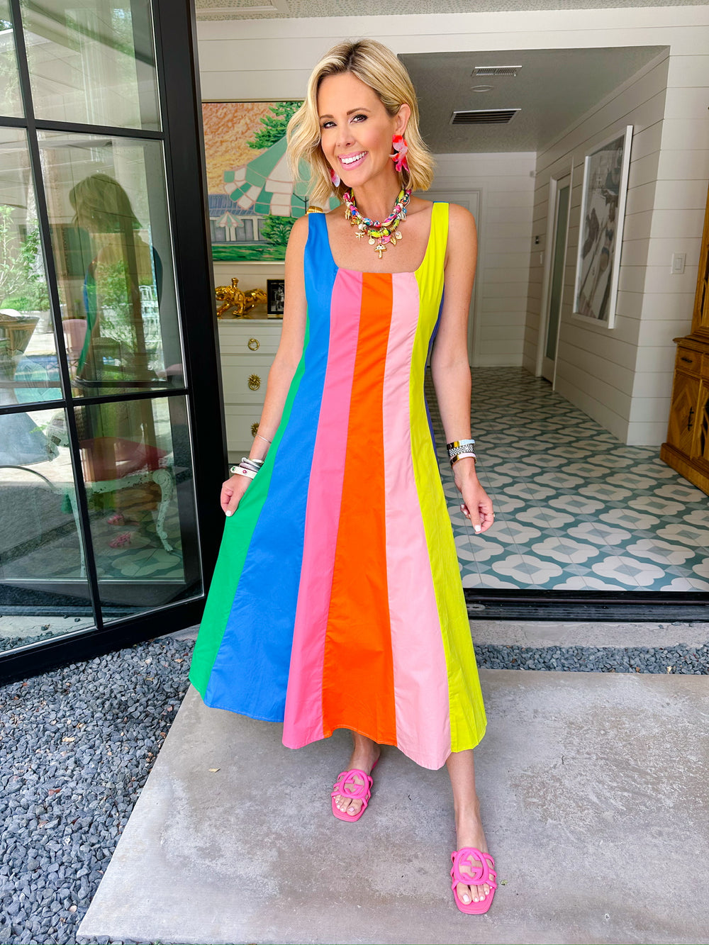 THE HAPPY HOUR COLORBLOCK MIDI DRESS