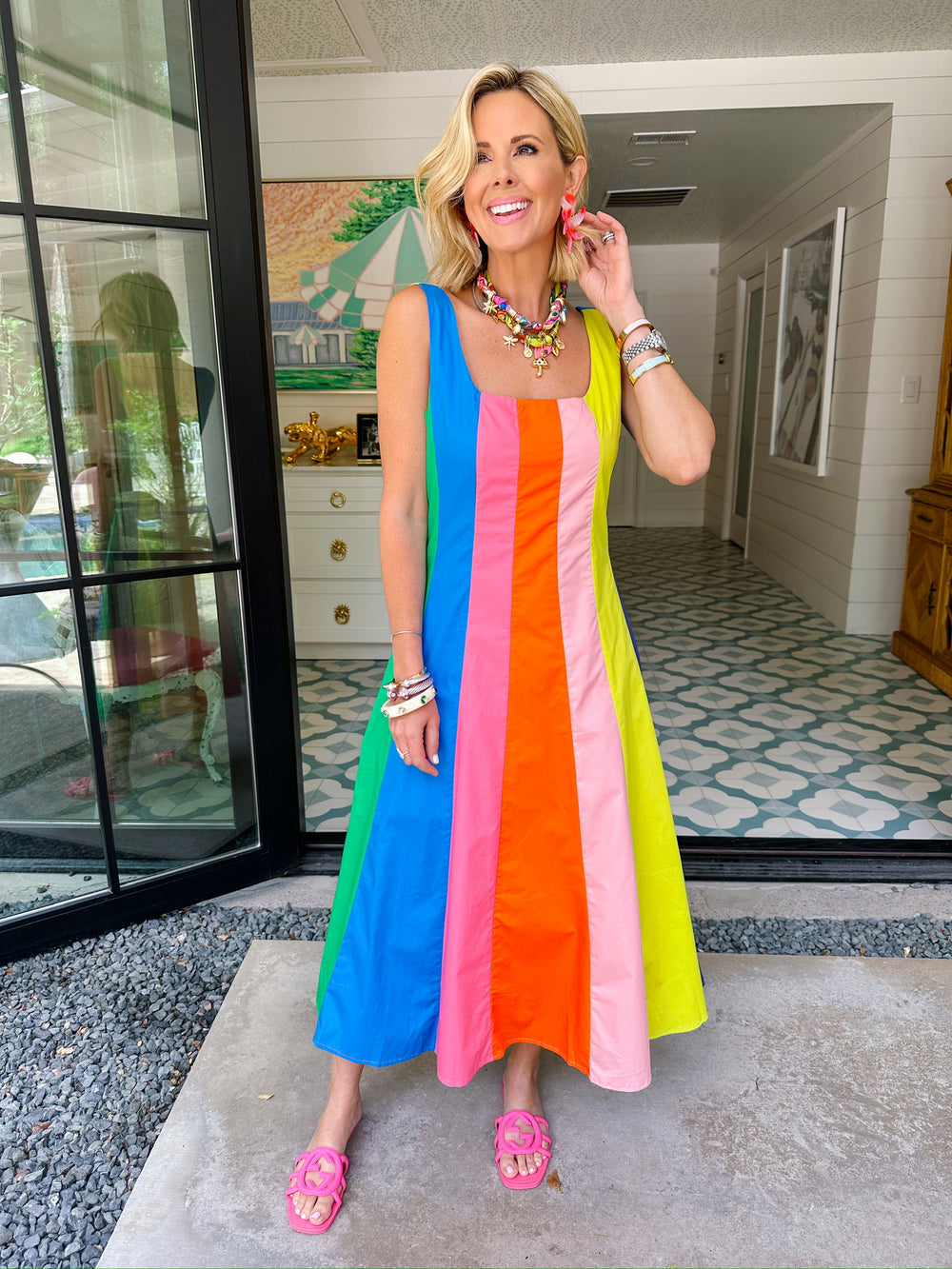 THE HAPPY HOUR COLORBLOCK MIDI DRESS