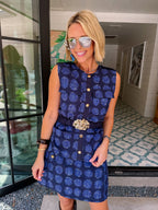 BENEATH THE EVENING SKY POLKA DOT SKIRT SET - NAVY