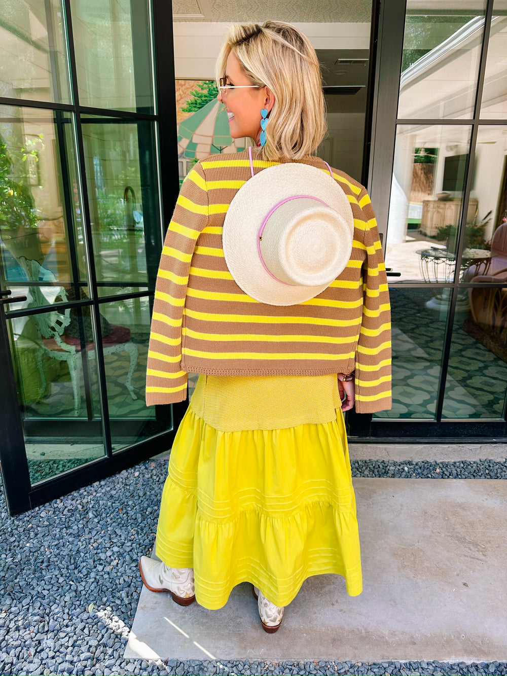 PERFECT MATCH STRIPE CARDIGAN - GREEN/BROWN