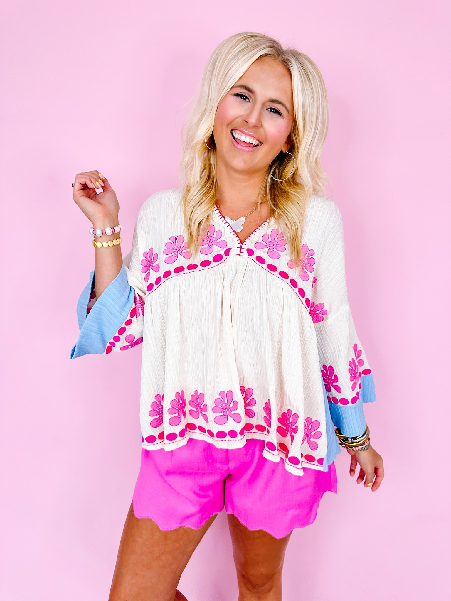 CORAL REEF KIMONO TOP - CREAM