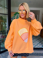 GINGHAM CANDY CORN MOCKNECK SWEATSHIRT - ORANGE