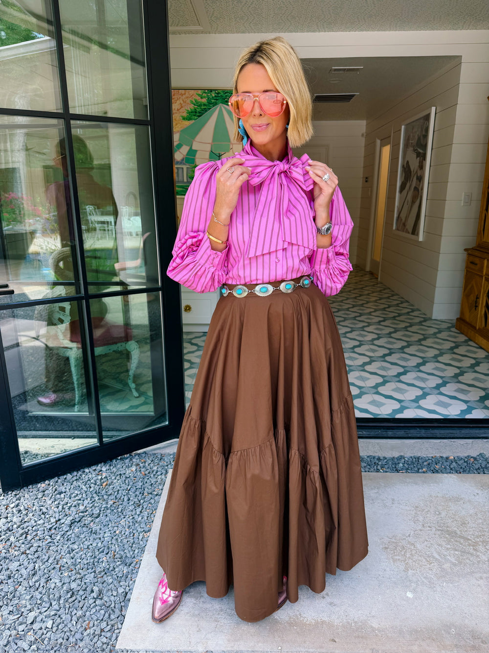 ROMY MIDI SKIRT - BROWN
