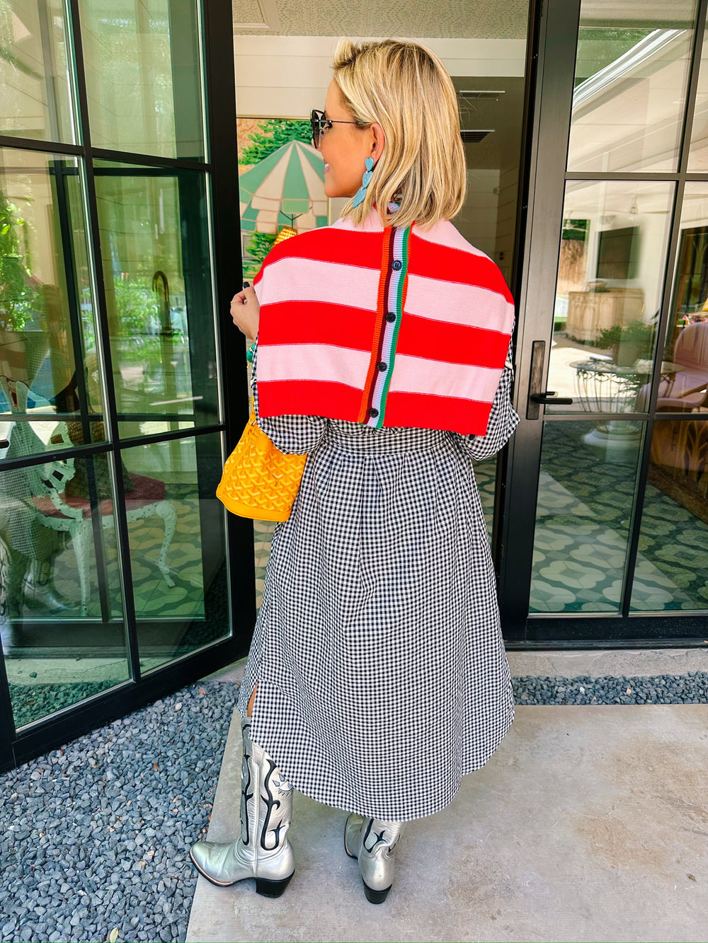 RIGHT ON SCHEDULE STRIPE CARDIGAN - RED