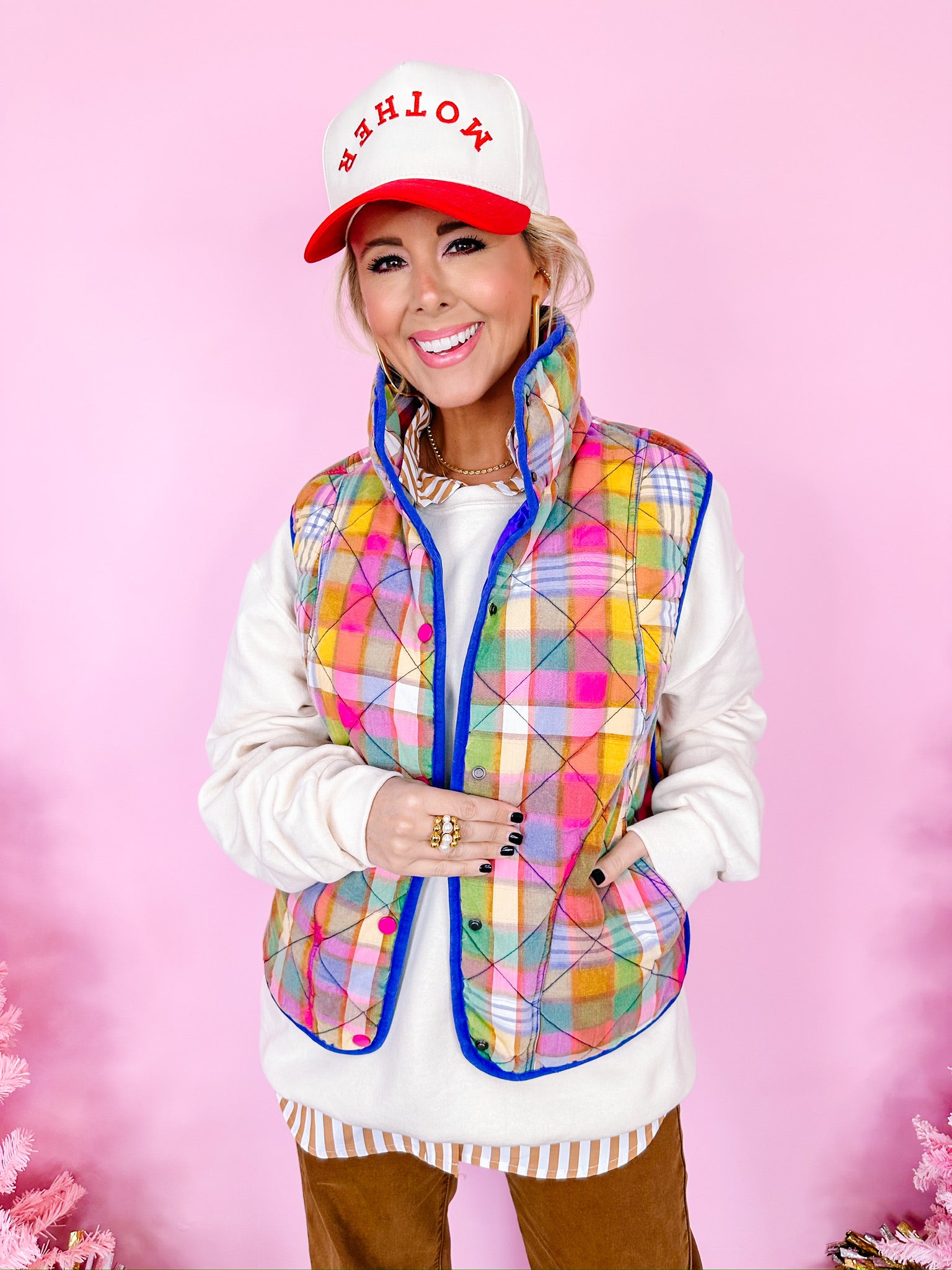 STAINED GLASS QUILTED PLAID VEST