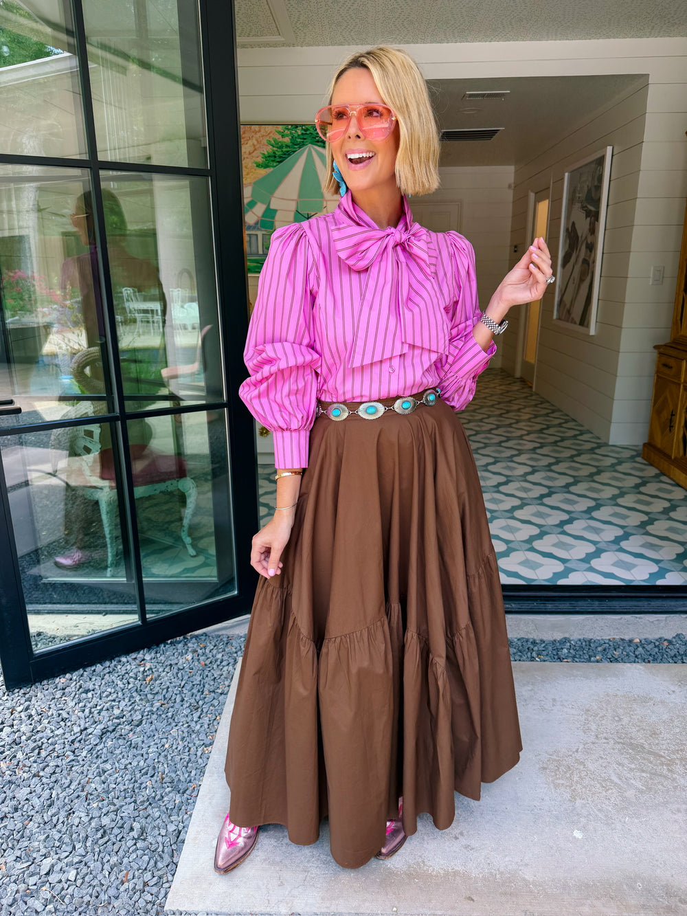 ROMY MIDI SKIRT - BROWN