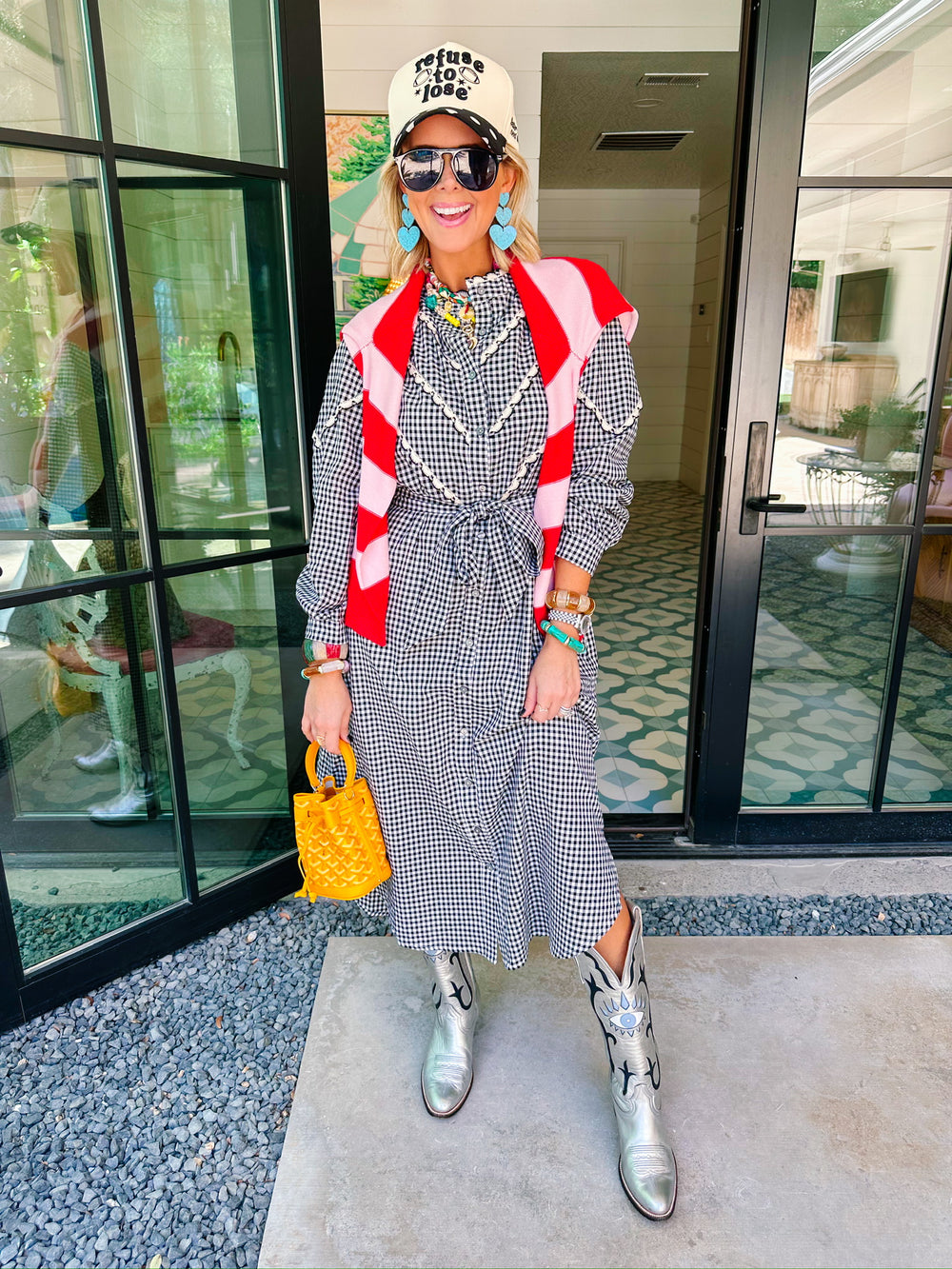 RIGHT ON SCHEDULE STRIPE CARDIGAN - RED