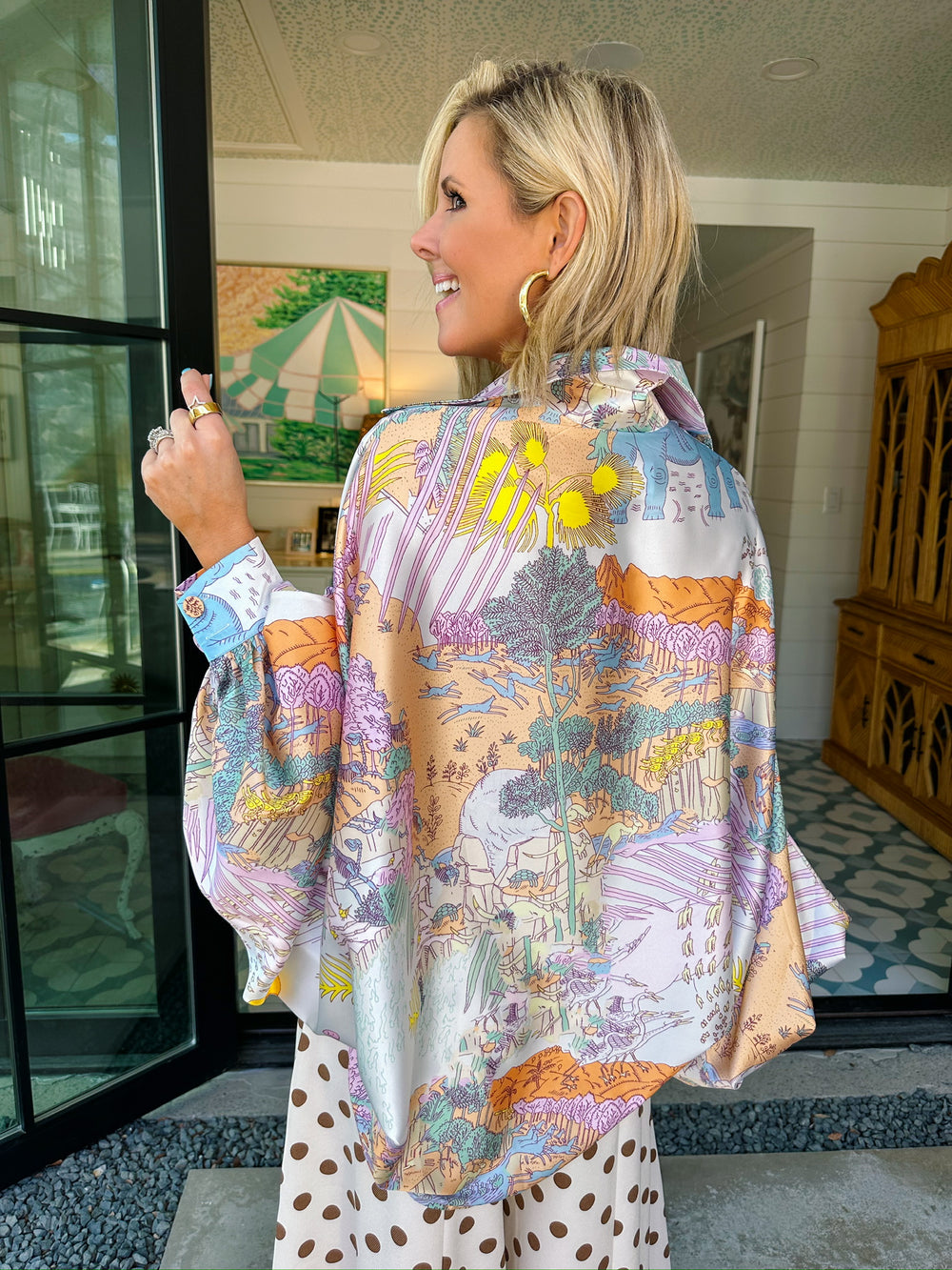 KINGDOM OF THE WILD SILKY BUTTON UP TOP