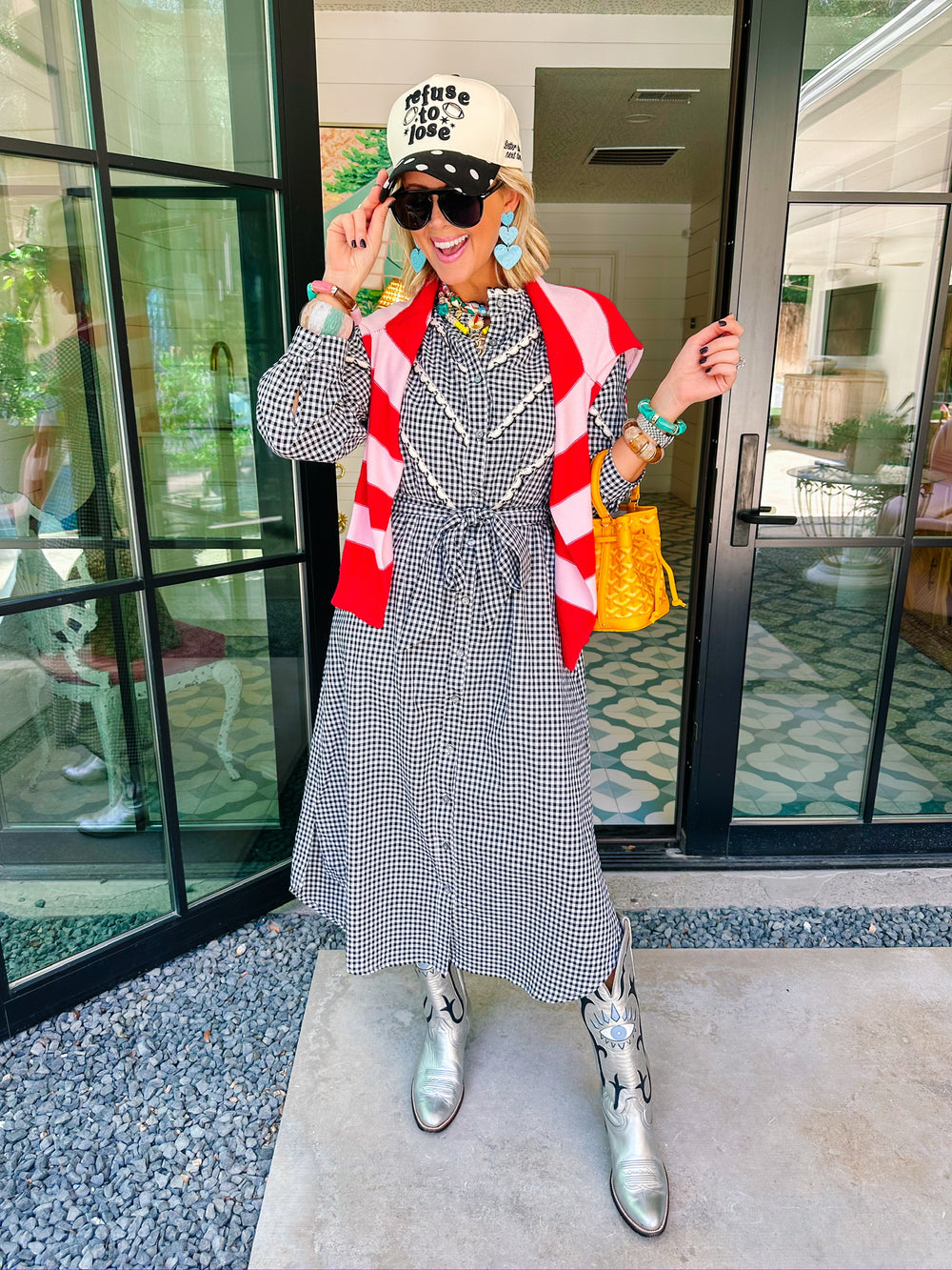 RIGHT ON SCHEDULE STRIPE CARDIGAN - RED