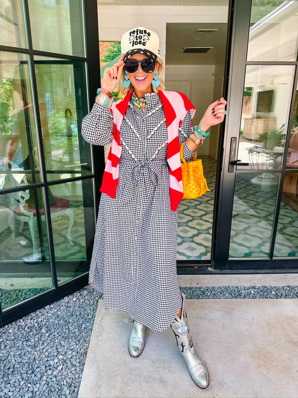 RIGHT ON SCHEDULE STRIPE CARDIGAN - RED