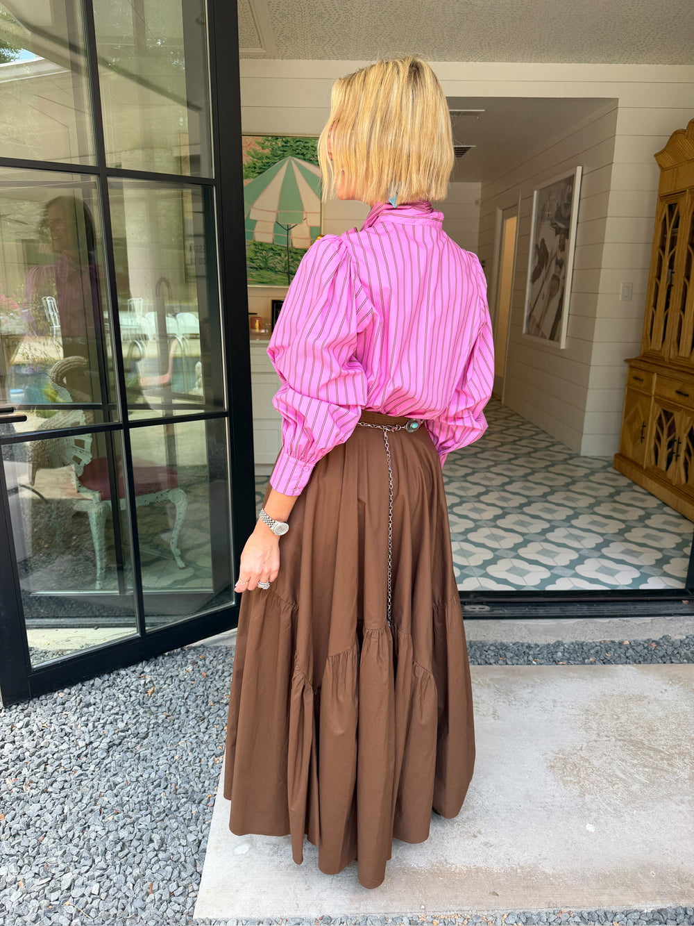 ROMY MIDI SKIRT - BROWN