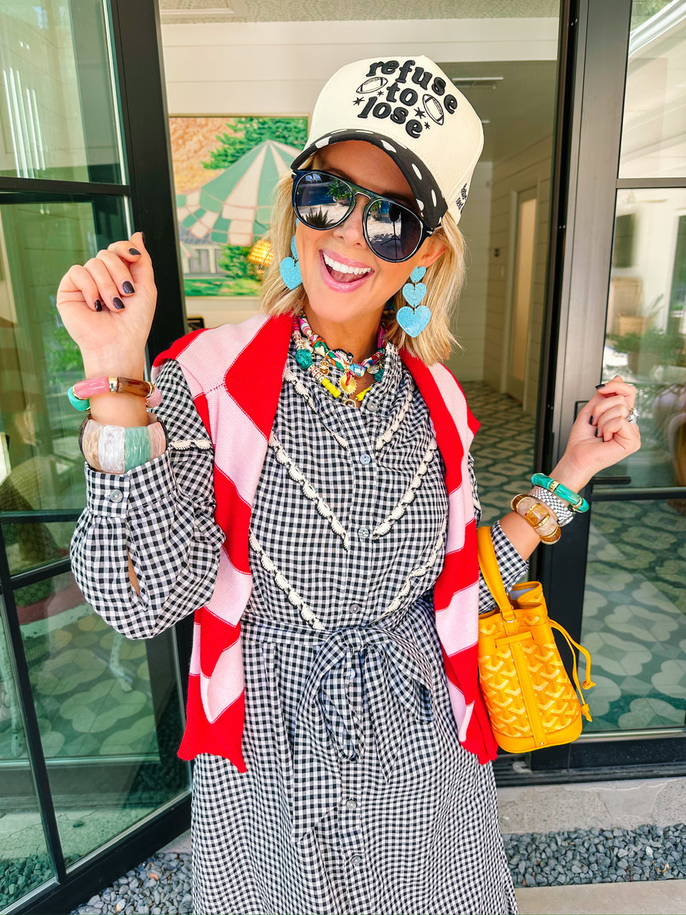 RIGHT ON SCHEDULE STRIPE CARDIGAN - RED