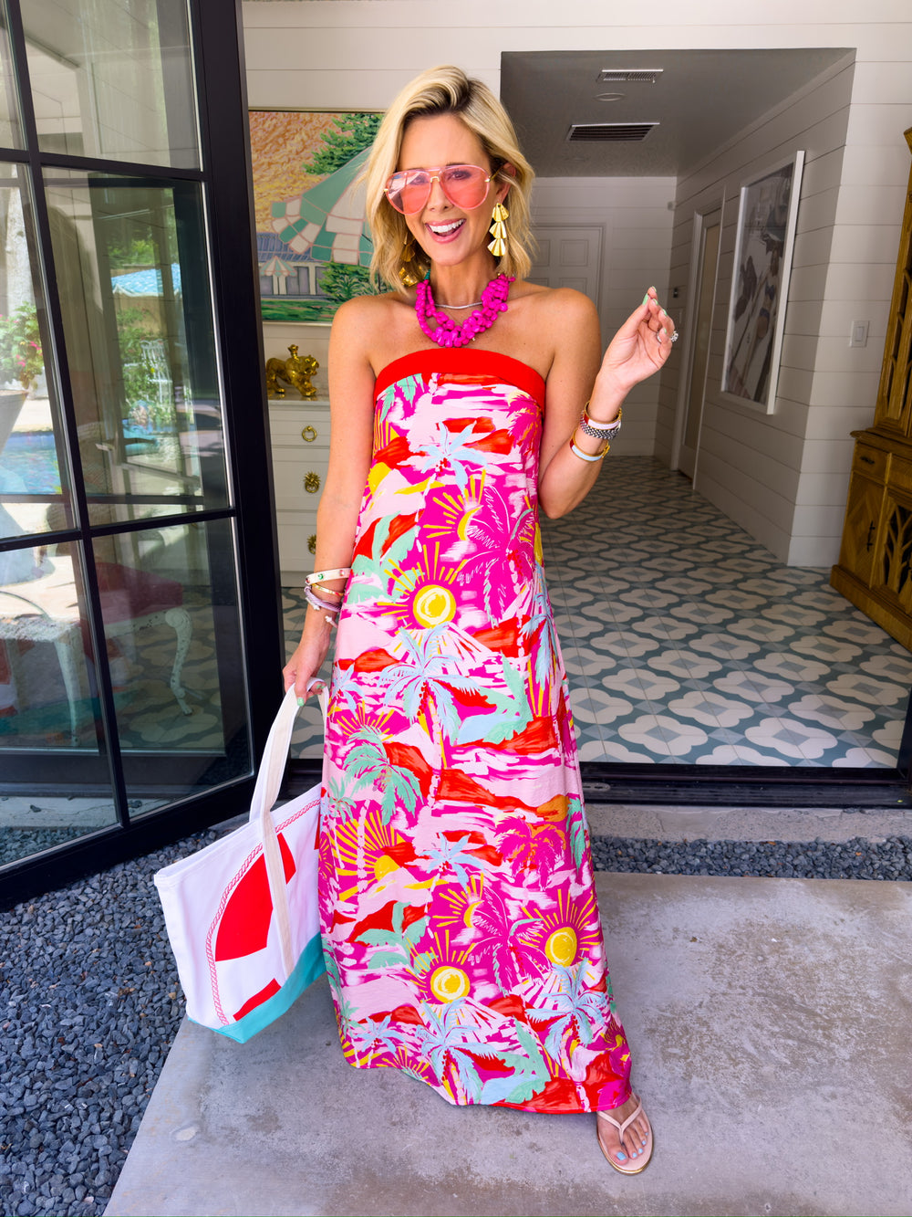 MEET ME IN MAUI STRAPLESS MAXI DRESS - PINK