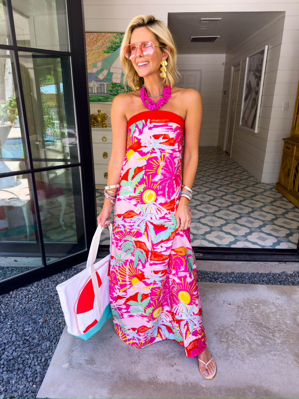 MEET ME IN MAUI STRAPLESS MAXI DRESS - PINK