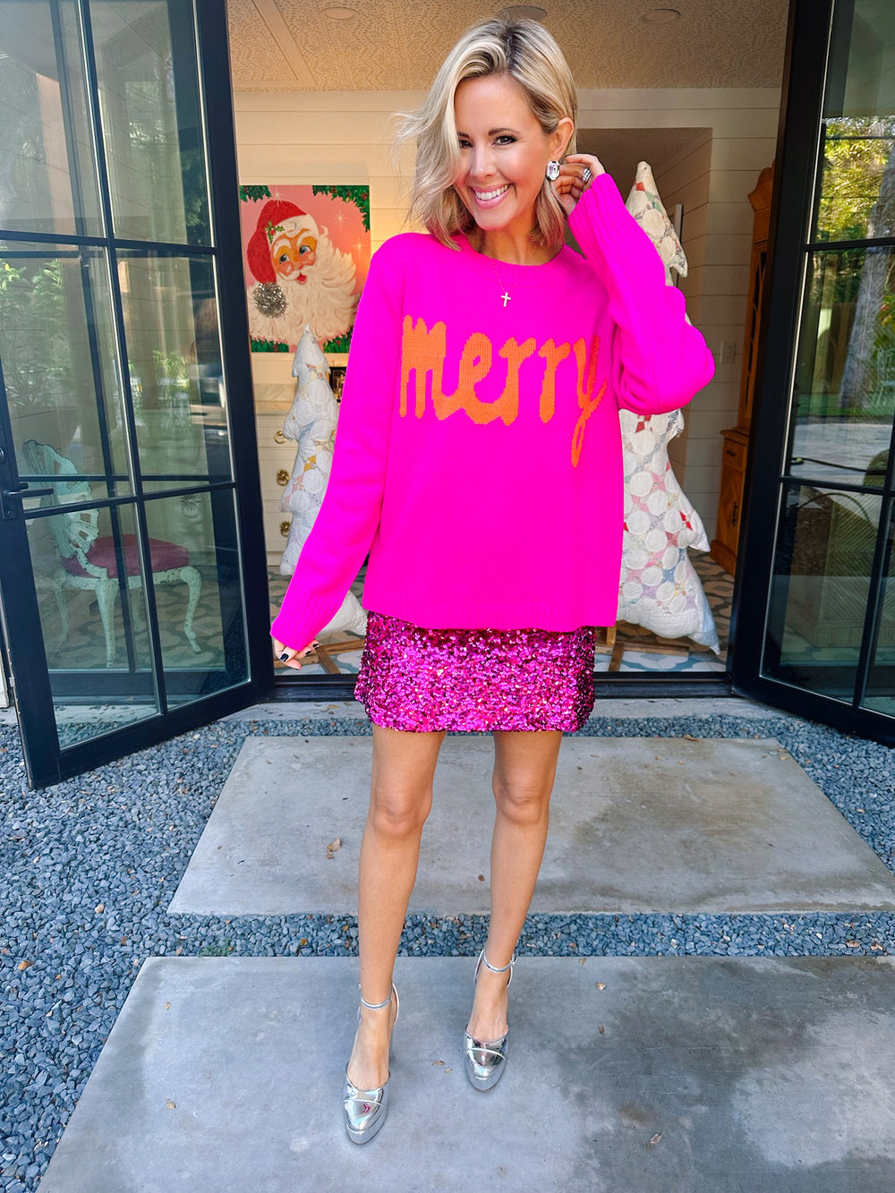 MERRY SWEATER - HOT PINK