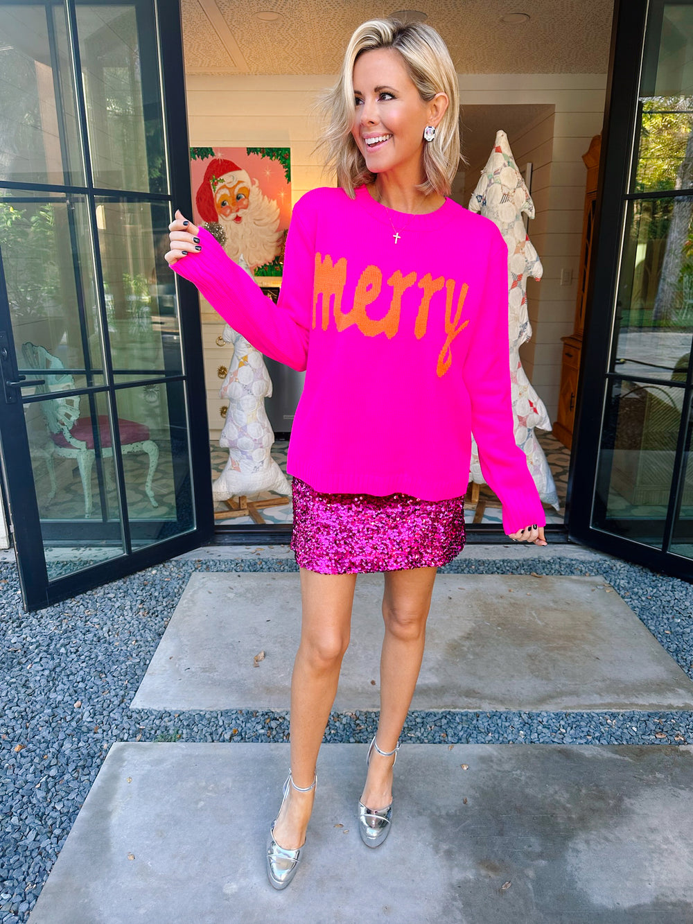 MERRY SWEATER - HOT PINK