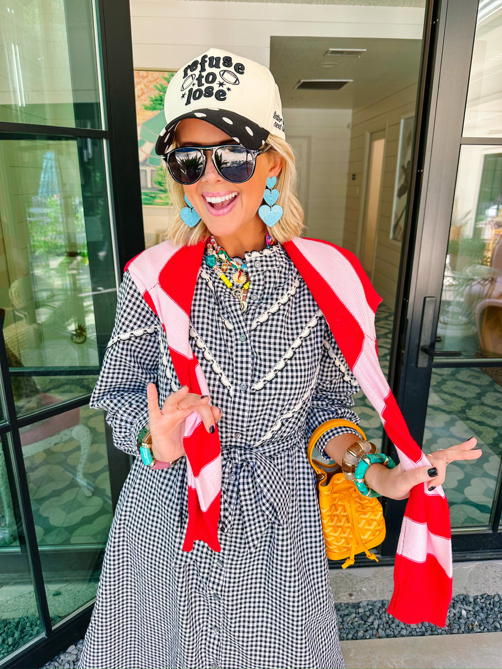 RIGHT ON SCHEDULE STRIPE CARDIGAN - RED