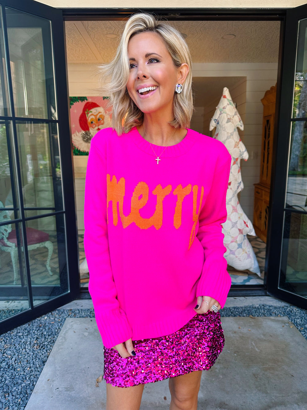 MERRY SWEATER - HOT PINK