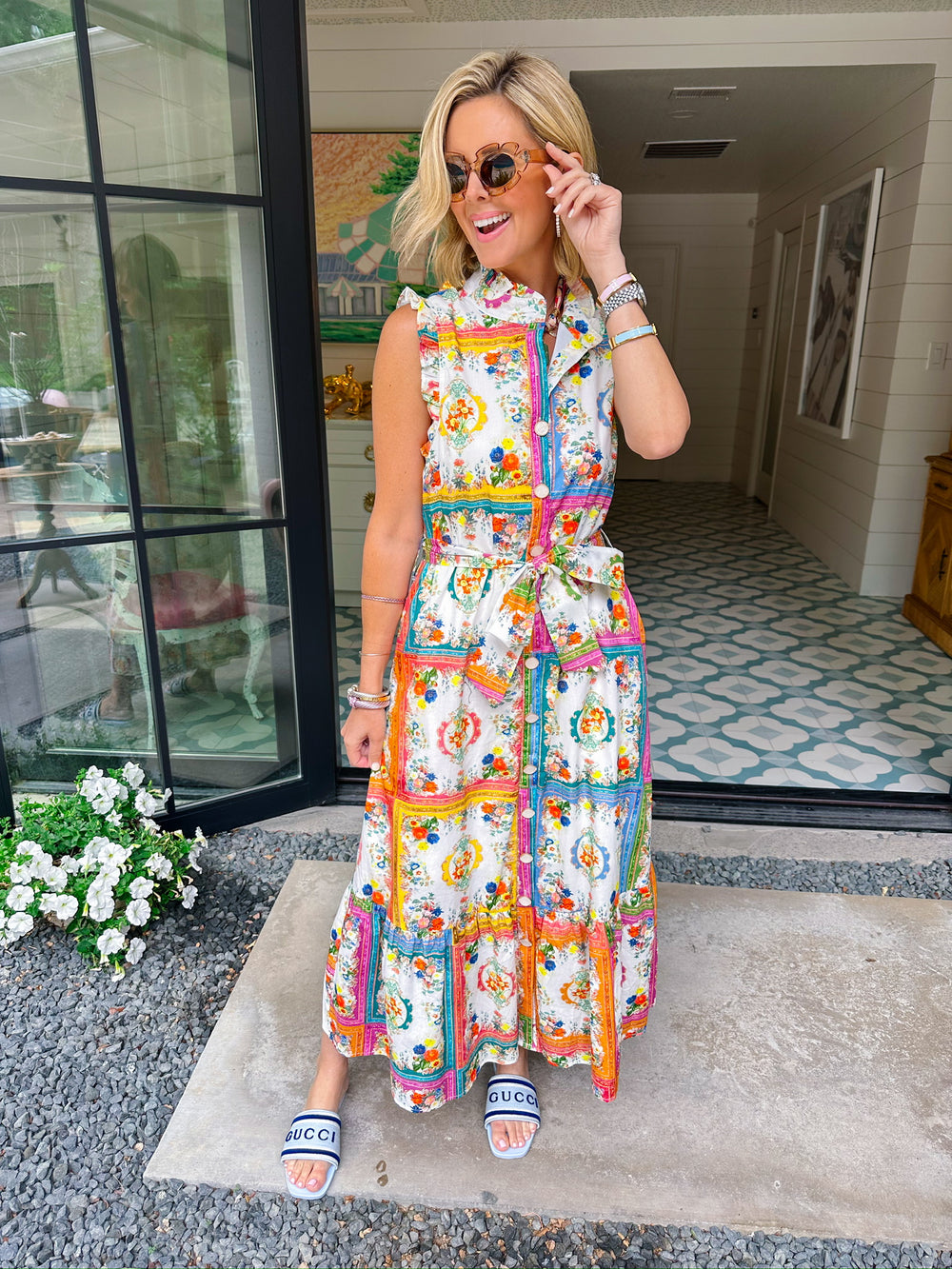MEMORY WORTH KEEPING FLORAL PATCHWORK MIDI DRESS