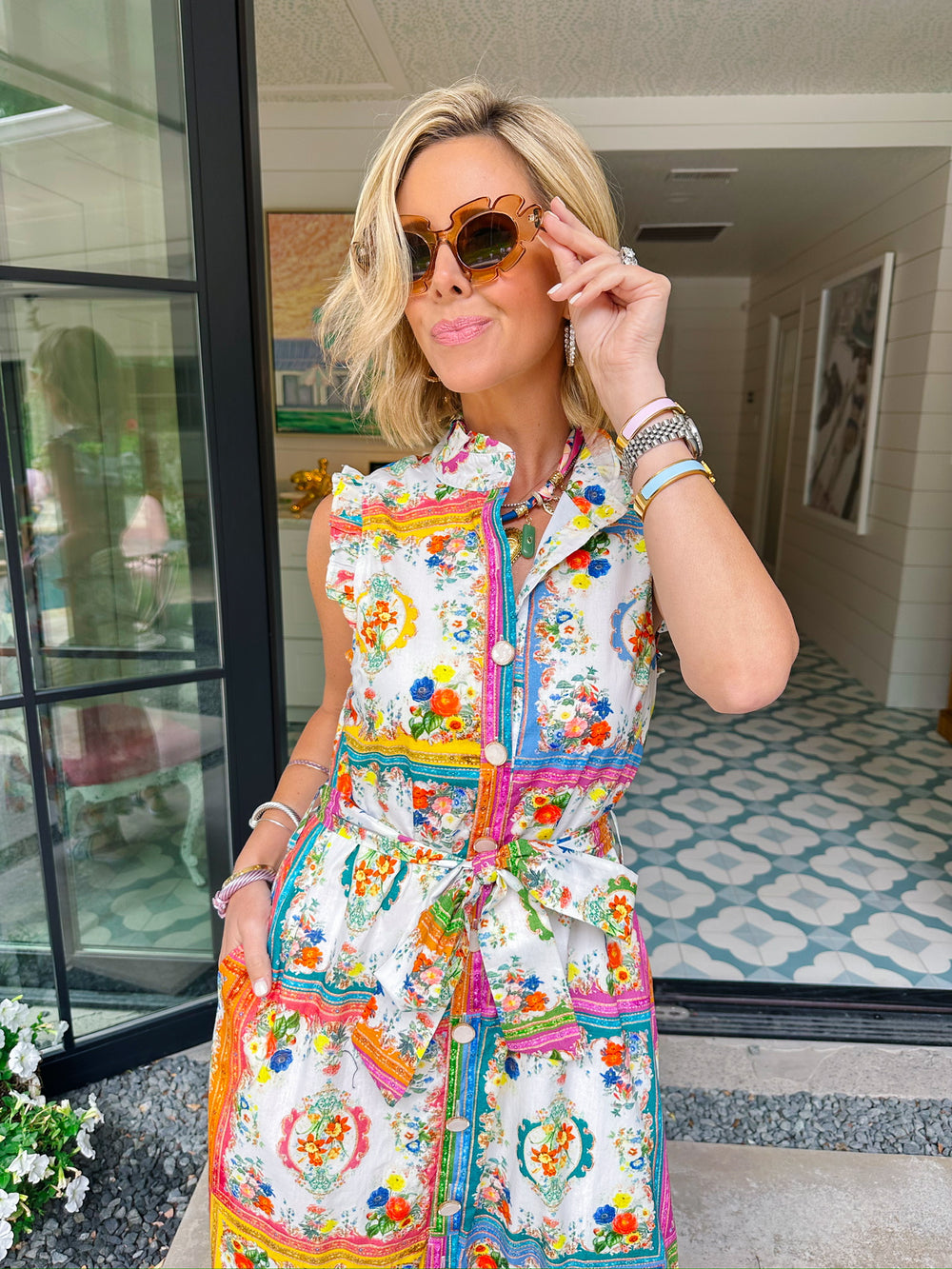 MEMORY WORTH KEEPING FLORAL PATCHWORK MIDI DRESS