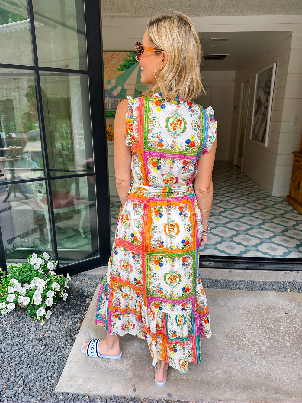 MEMORY WORTH KEEPING FLORAL PATCHWORK MIDI DRESS