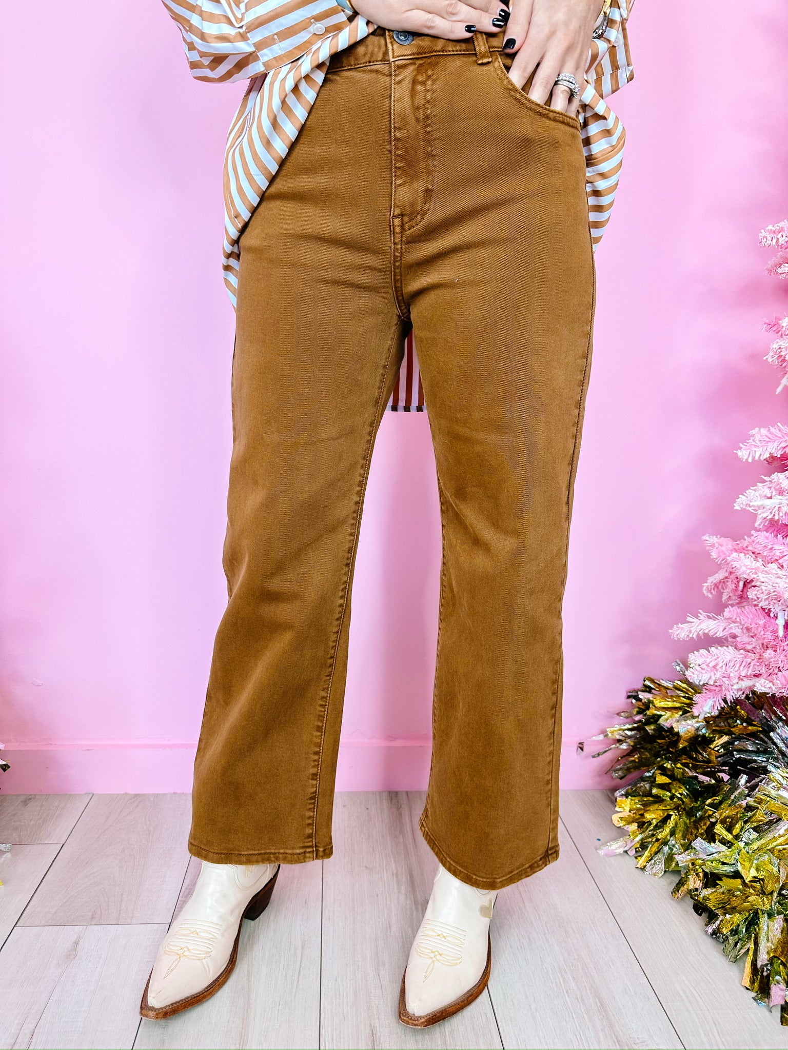 BECCA WIDE LEG JEANS - BROWN