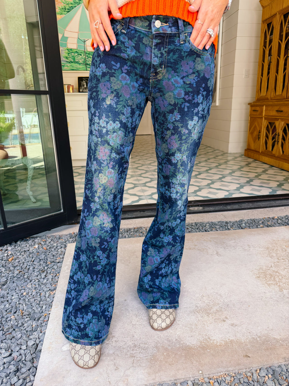 LUCILLE LOW RISE FLARE JEANS - DARK DENIM