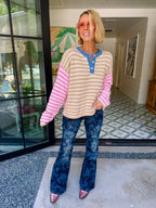 GOOD TIMES AHEAD STRIPE COLORBLOCK SWEATER
