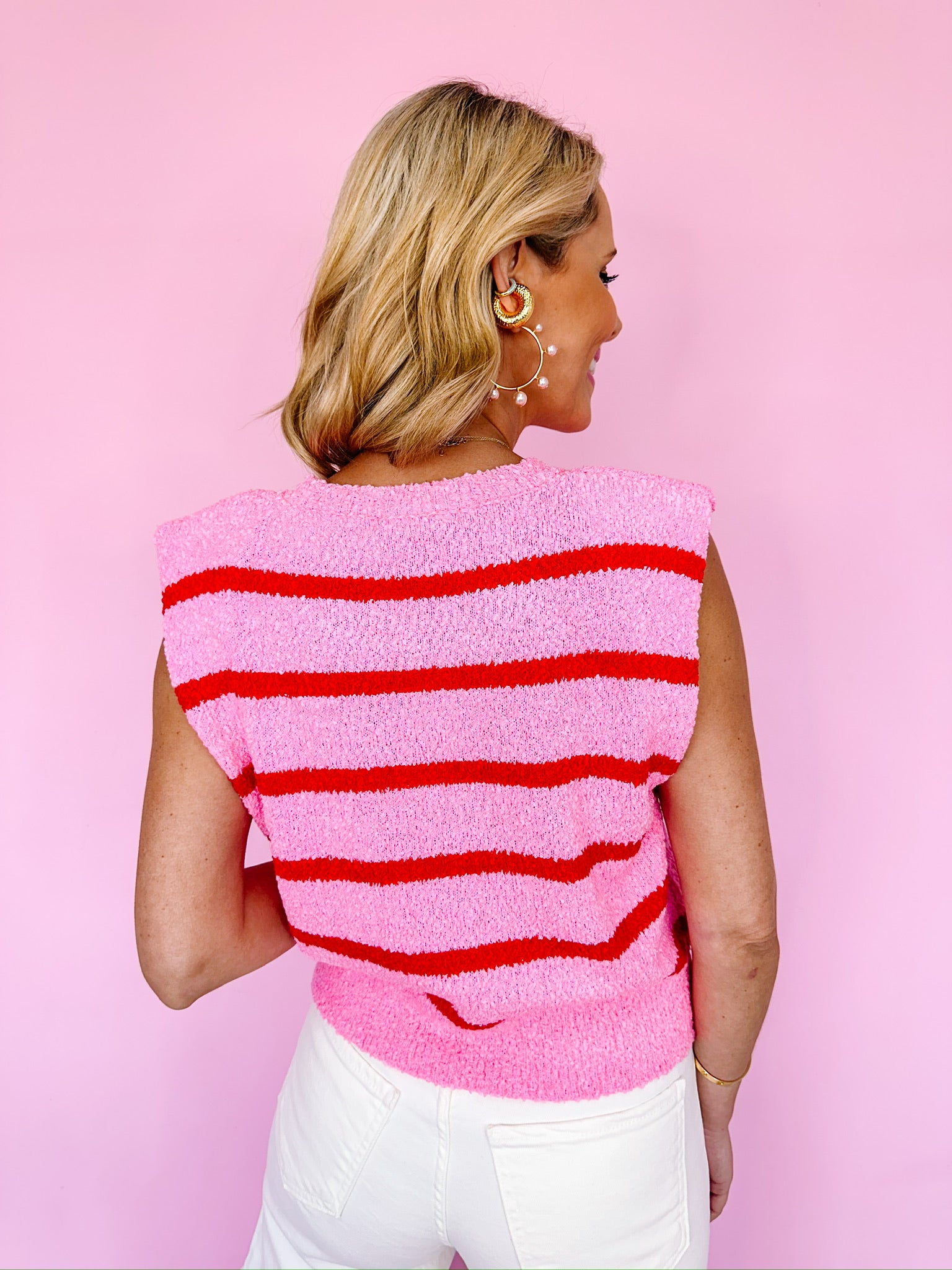 BRIGHTEN MY DAY STRIPED MUSCLE TOP - PINK