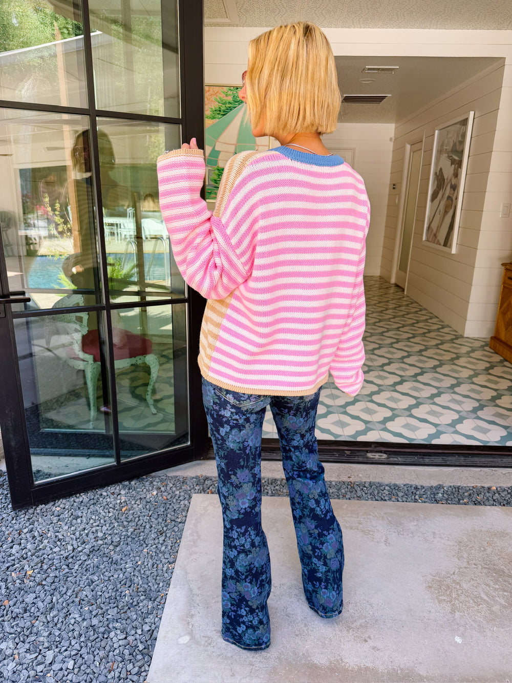 GOOD TIMES AHEAD STRIPE COLORBLOCK SWEATER
