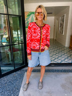 DAYS LIKE THIS BANDANA CARDIGAN - RED