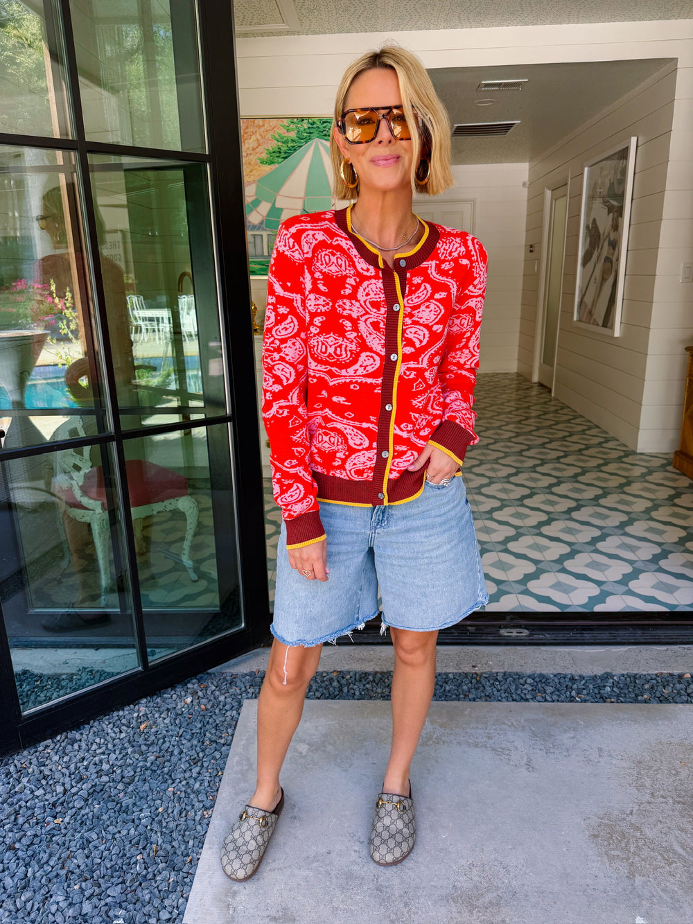DAYS LIKE THIS BANDANA CARDIGAN - RED
