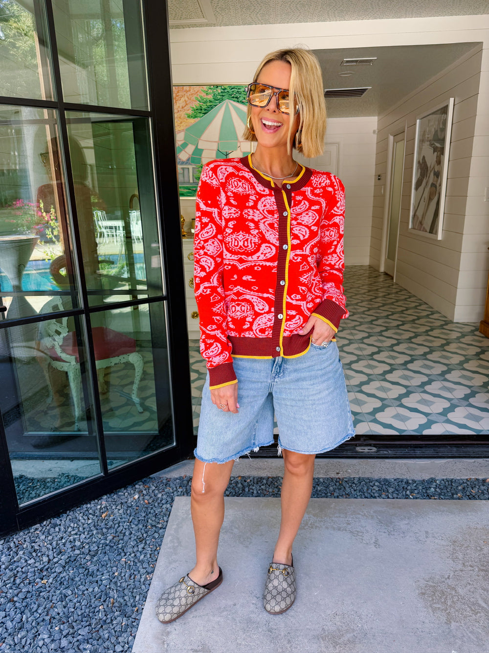 DAYS LIKE THIS BANDANA CARDIGAN - RED