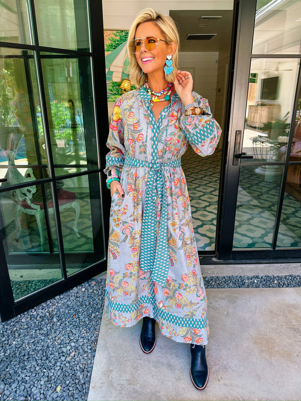 JOSEPHINE DUSTER MIDI DRESS - BLUE