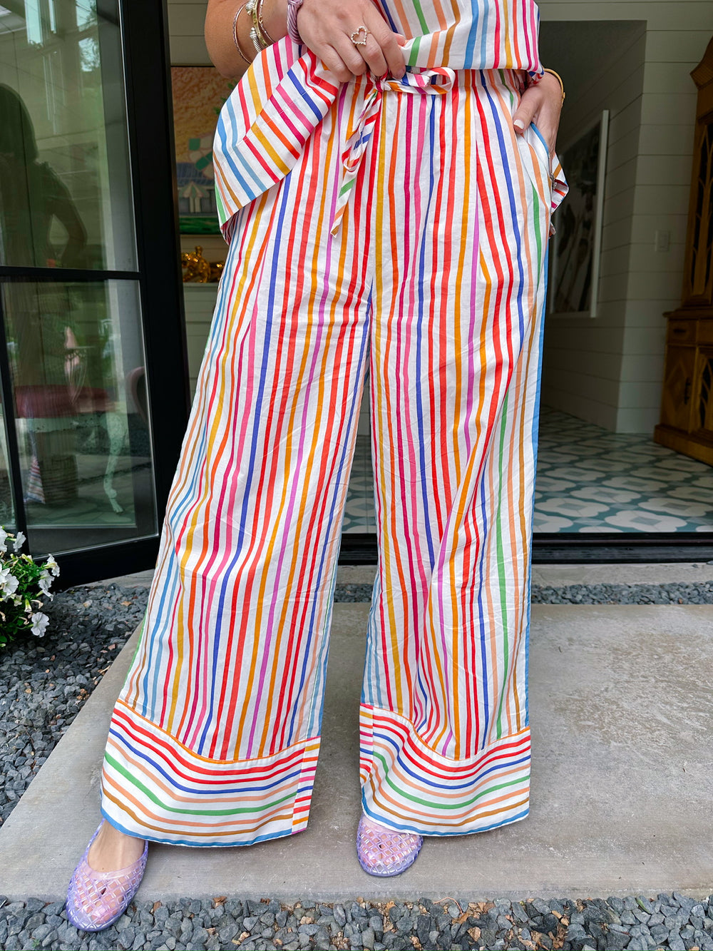 COLOR IN EVERY STEP STRIPE PANT SET