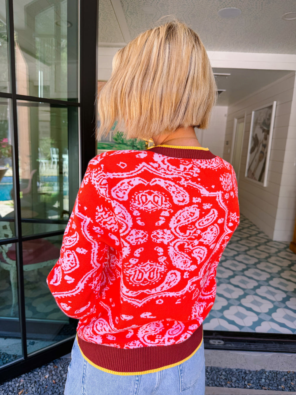DAYS LIKE THIS BANDANA CARDIGAN - RED