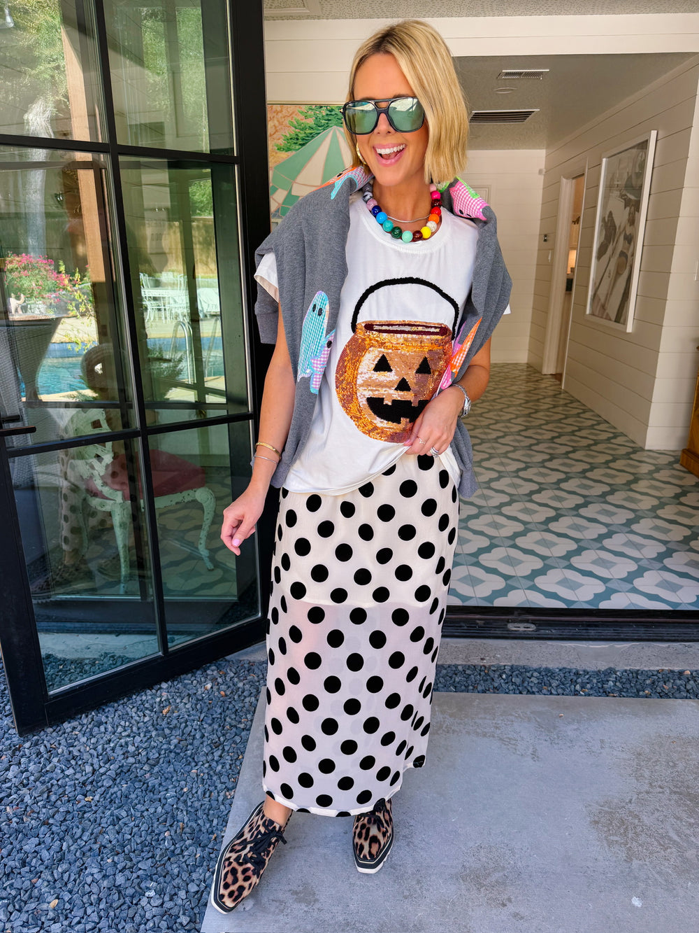 GHOSTLY GINGHAM SWEATSHIRT - CHARCOAL