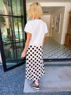 PIA POLKA DOT SHEER MIDI SKIRT