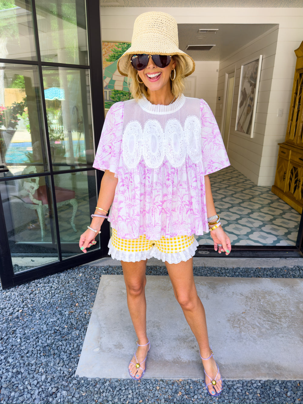 SECURE YOUR FATE PALM LACE TOP - PURPLE