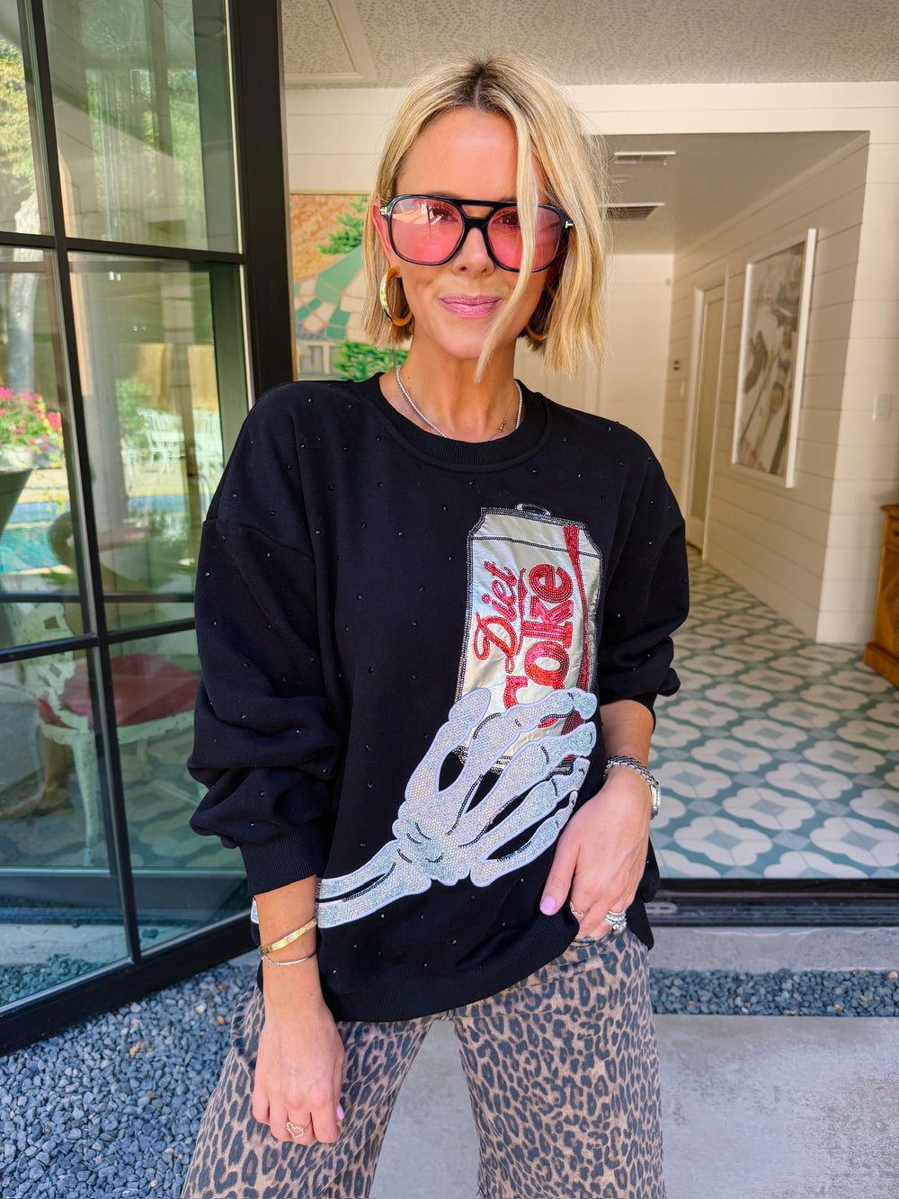DIET COKE SKELETON HAND SWEATSHIRT - BLACK