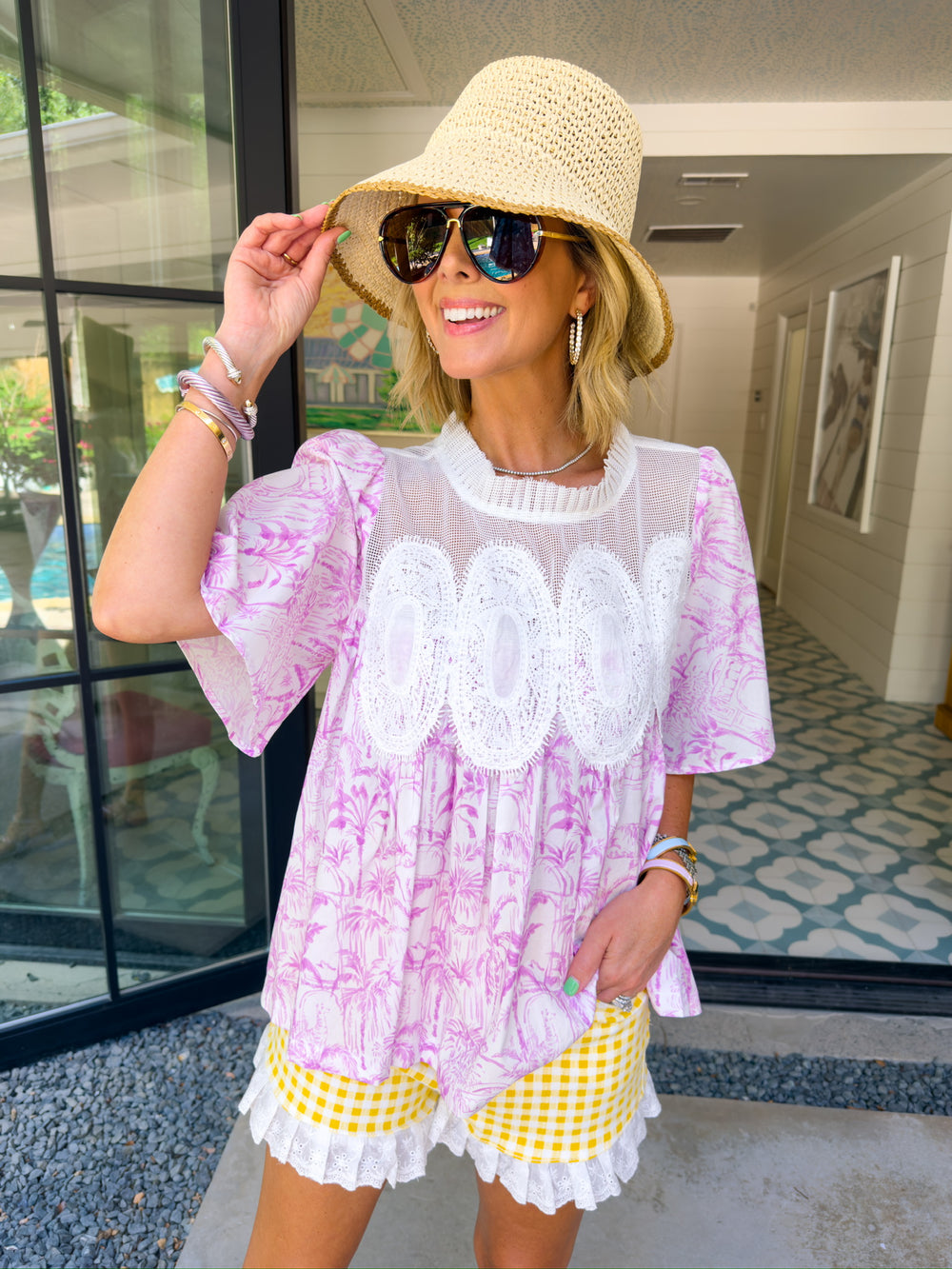 SECURE YOUR FATE PALM LACE TOP - PURPLE