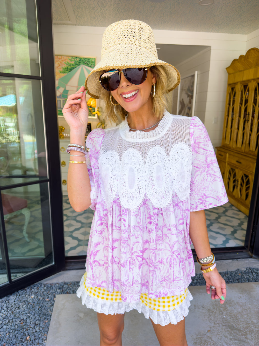 SECURE YOUR FATE PALM LACE TOP - PURPLE